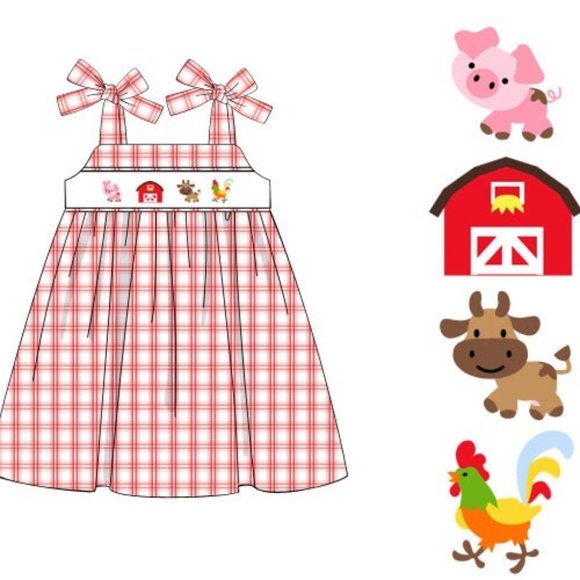 Farm Themed Smocked Dress